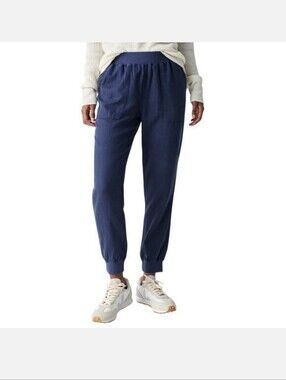 Faherty Pants Womens Medium Blue Arlie Day Jogger Tencel Cotton Linen Outdoor